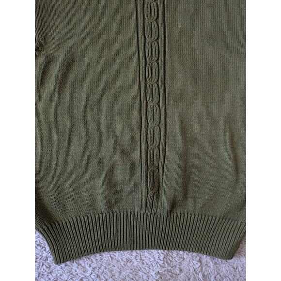 VTG Talbots Cable Knit Turtleneck Sweater XL Dark Green Speckled Cottage Granny - Picture 5 of 8